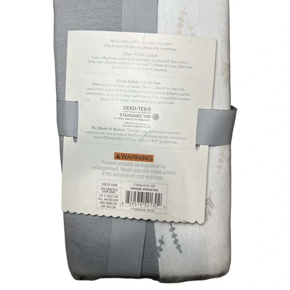 Cloud Island White and Gray Crib Sheets